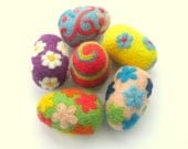 6 felted Eggs balls wool handmade lavender sachet ornament Birthday gift for her Mother tree flower design home decor spring
