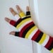 Striped Fingerless Gloves Arm Warmers, Steampunk, Bohemian, Tribal, Red, Black, White, Yellow, Half Finger Long