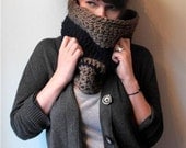 Navy and Taupe Cowl Scarf