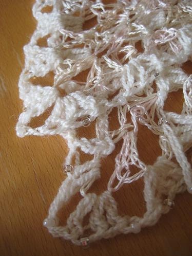 crocheted chuppah in merino alpaca and silk with beaded edge