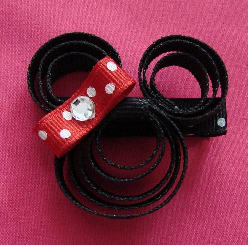 Minnie Mouse Disney Infant Toddler Hair Bow Clip Red Black