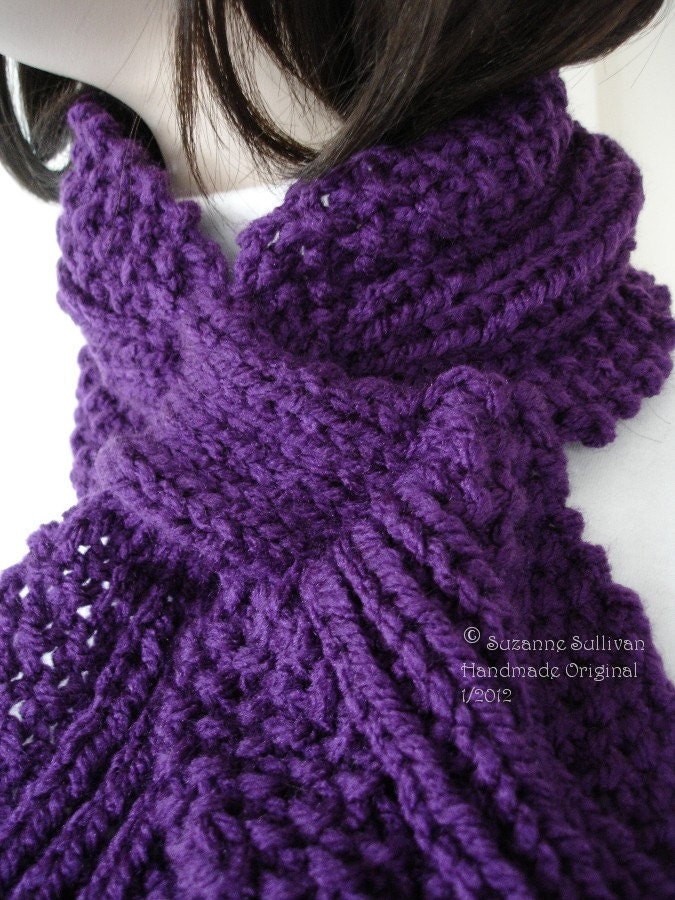Items similar to Hidden Loop Ascot, Woman's Purple Hidden Loop Scarf