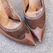 vintage 50s High Heels - Spectatpr Shoes - Brown Wingtip Pumps Sz 5