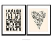 My French Collection TWO Posters : Paris City of Love PLUS Je Taime (in Cream and Black)