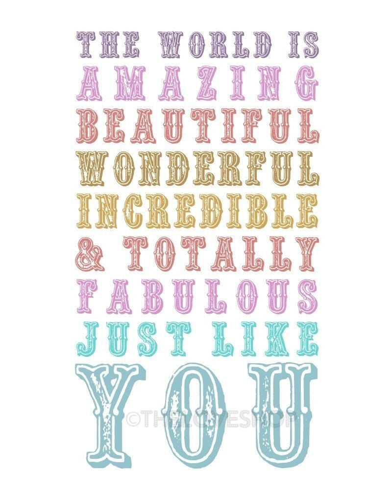 8x10 THE WORLD IS AMAZING AND SO ARE YOU - Modern Art Print in Rainbow