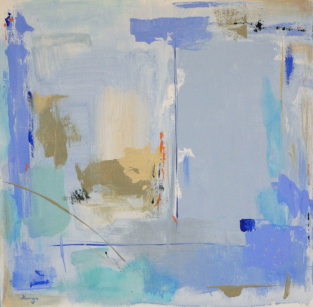 Blue Jay Way - 20x20, HUGE acrylic on canvas, gallery wrapped and ready to hang, ORIGINAL Contemporary Abstract FREE SHIPPING WORLDWIDE