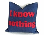 Dudes Word Pillow, Unique, Funny, Man Cave Pillows, I KNOW NOTHING, Fathers Day Gift, Teen Graduation, Guy Gift, Toss Cushion Cover,  20x20