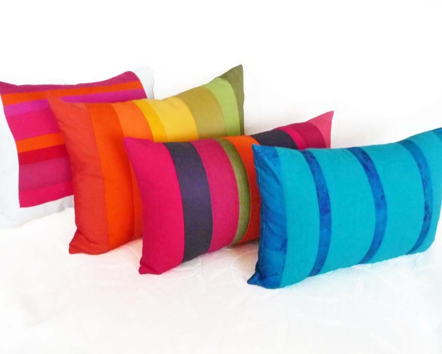 BOHO CHIC Decorative Throw Pillows, Colorful Accent, Fuchsia Pink Purple Red, Toss Cushion Cover, Eclectic Eco Chic, 14x20 Lumbar Oblong