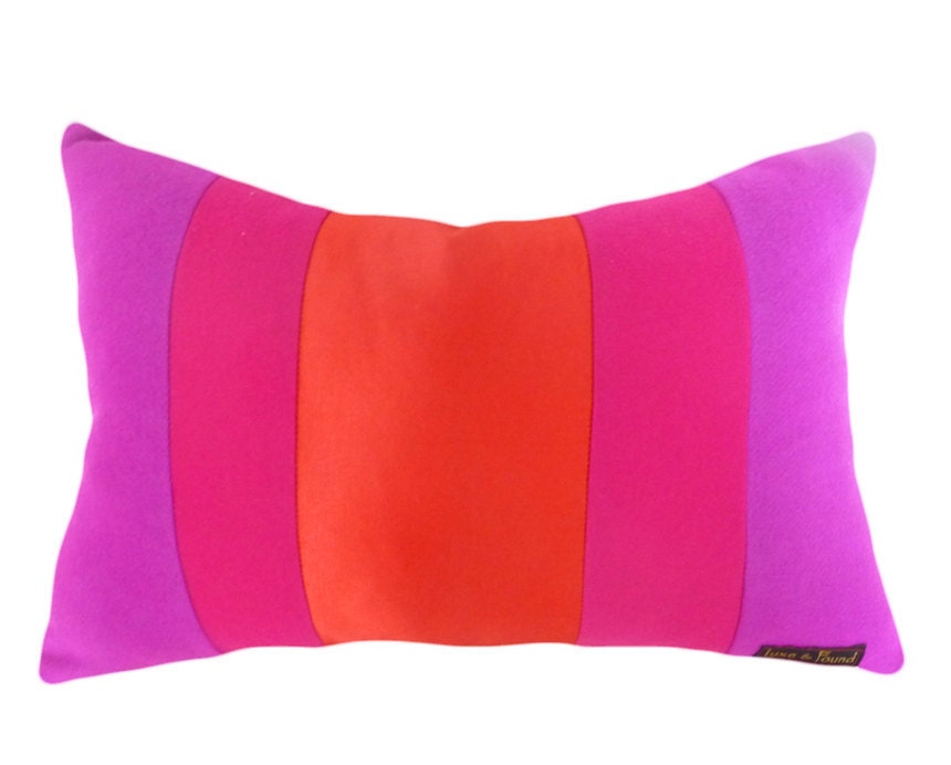 BOHO CHIC Decorative Throw Pillows, Colorful Accent, Fuchsia Pink Purple Red, Toss Cushion Cover, Eclectic Eco Chic, 14x20 Lumbar Oblong