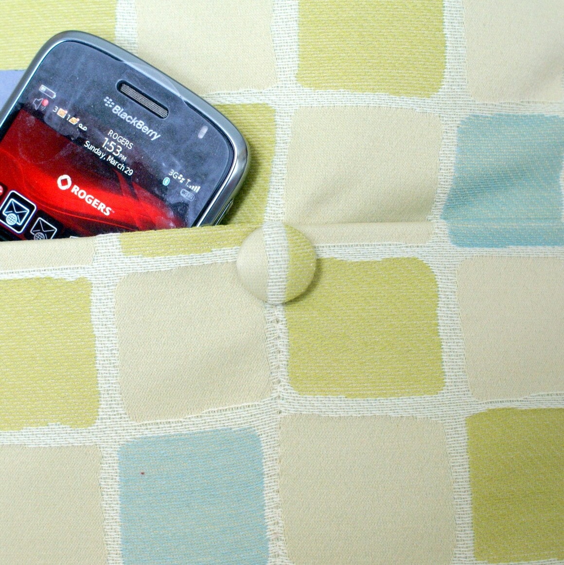Pocket Pillow  in  Retro Green and Blue 18x18