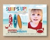Fun in the Sun - Surfing, Beach or Pool Party Invitation, Any Age, 5x7 Printable