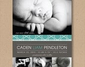 Boy Birth Announcement Photo Card, PRINTABLE, I Customize You Print - Modern Label