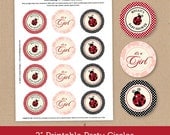 Printable Cupcake Toppers, Gift Tags, or Stickers, Pesonalized and Custom - Little Ladybug