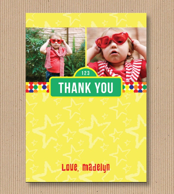 Sesame Street inspired Birthday Thank You Note - 5x7, Printable File