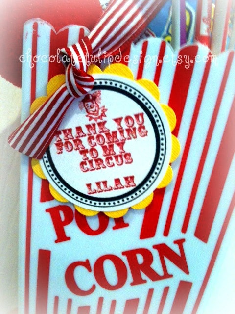 CIRCUS Thank You tags Red White Blue and Yellow Party Favors Gift Tags by Chocolatetulipdesign