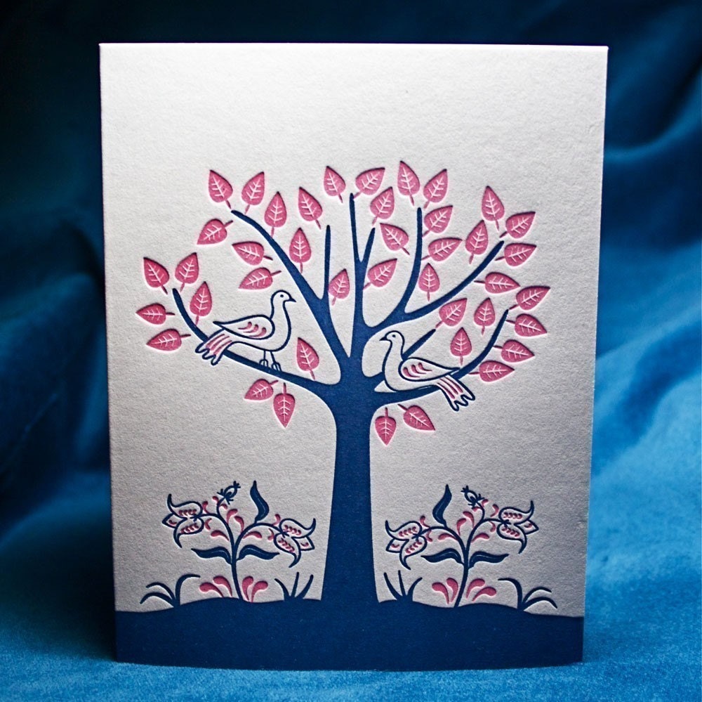 Letterpress Pair of Doves Card