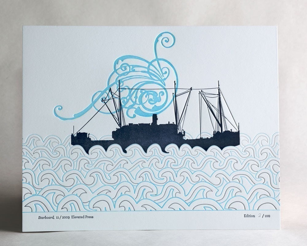 Starboard, limited edition, signed letterpress print