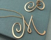 14k gold filled Calligraphy Necklace-any initial available