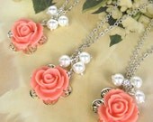 Set of 3 - bridesmaids necklace, wedding jewelry WN-G5 (Custom order - your choice of colour)