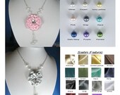 Satin flower pearl necklace - WN17 (Custom order-you choose your colour)