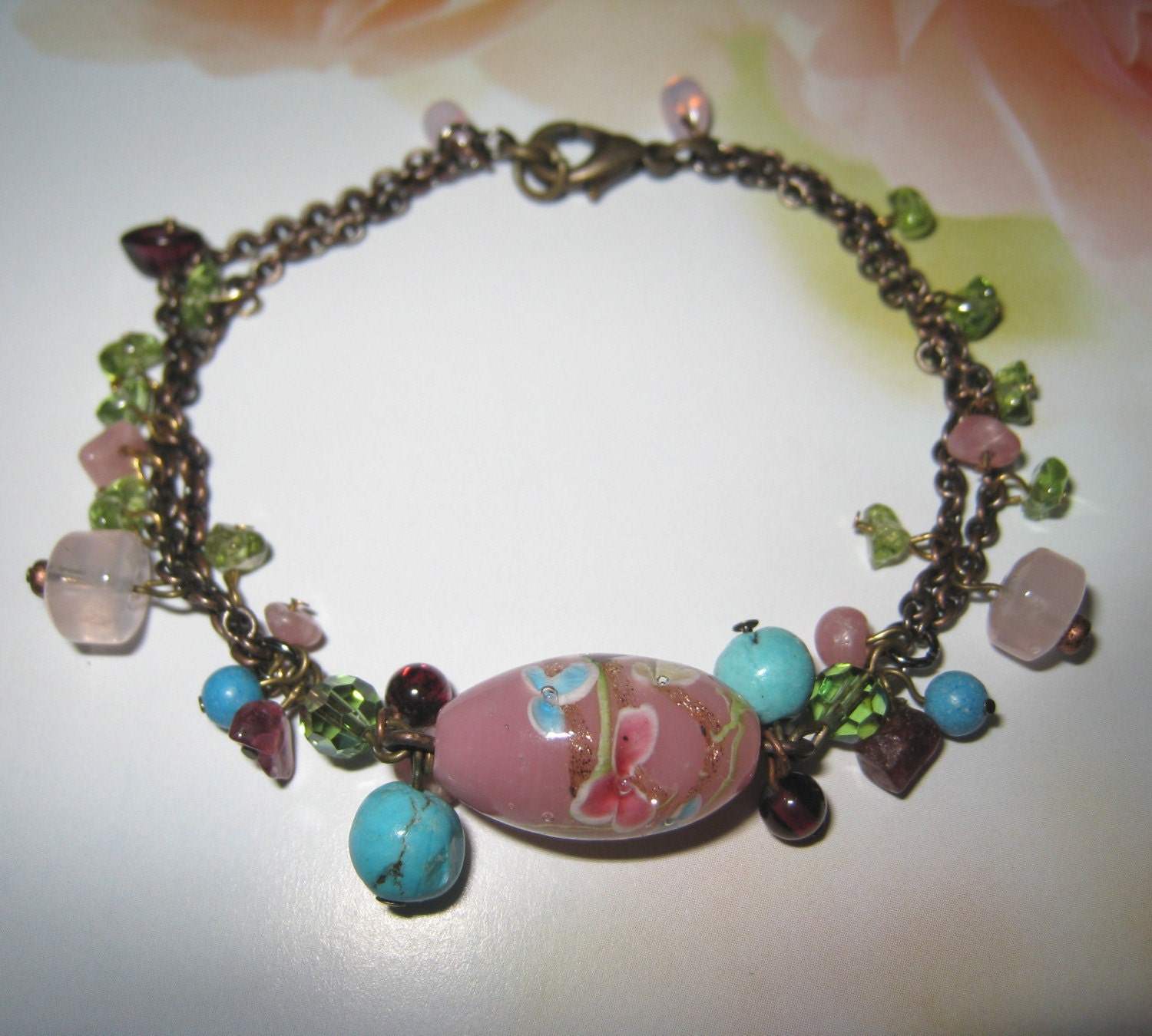 MylLittle moving periodot and garnet bracelet (FREE SHIPMENT)
