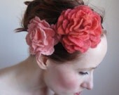 Afternoon Delight-Peach and Pink Floral Headband/Headpiece,Hand Felted From Wool
