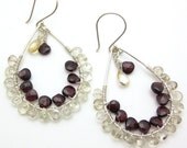 Garnet Lemon Quartz Artisan Dangle Teardrop Earrings / Red Yellow Oxblood Hand Forged Drop Earrings / Summer Sun Bright Yellow Bohemian