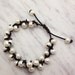 Leather and Pearl Bracelet: Knotted with Natural Fresh Water White Pearls / nature nautical ocean clam snow inspired / cream organic