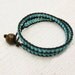 Turquoise Leather Wrap Bracelet / Eco Friendly Leather Coconut Wood Silk / sky blue southwestern bohemian unisex wrap bracelet