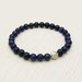 Lapis Lazuli Starry Night Bracelet with Brushed Sterling Silver / navy blue gold / nautical sky star sea inspired / diamond silver focal be