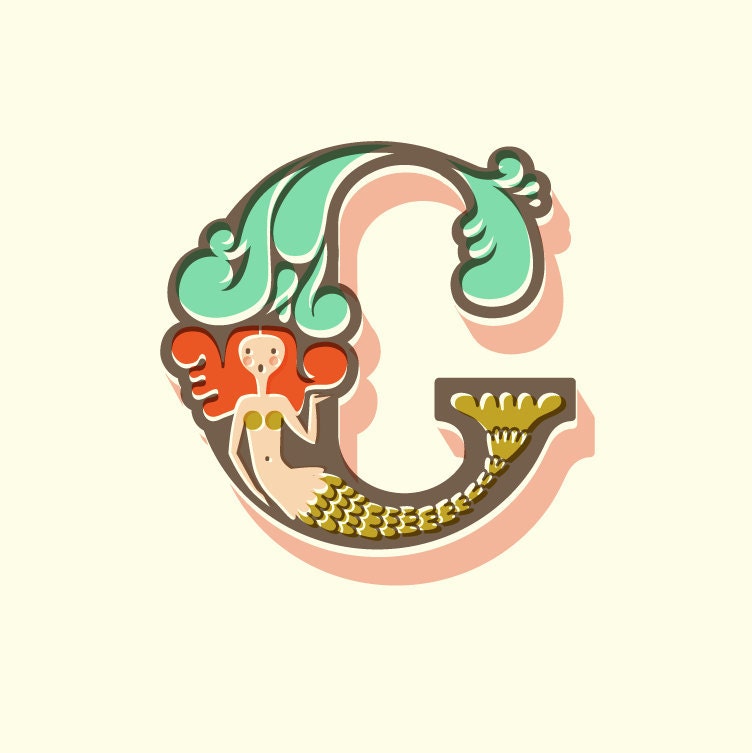 letter "c" is for "coastal" giclee print. 12X12"