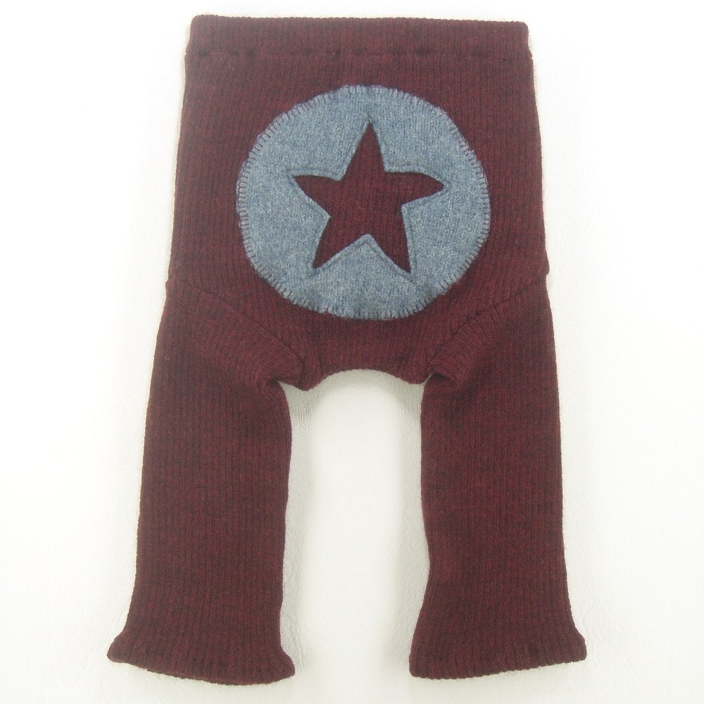 SALE Recycled Wool Longies Diaper Cover - ALL STAR - Small 0-9m