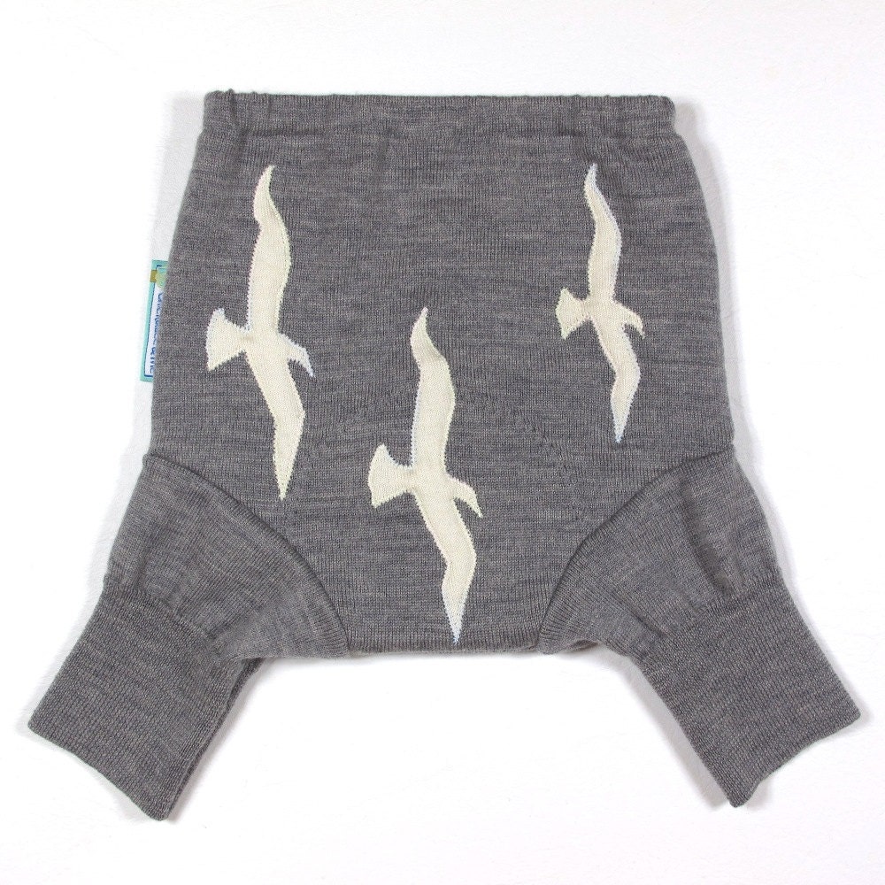 Wool Shorties Diaper Cover - FLOCK TOGETHER- Medium 9-18M