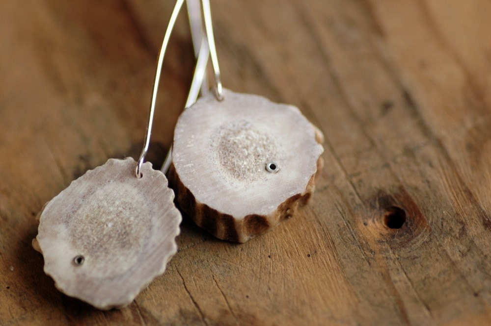 Antler and Sterling Silver Dangly Earrings - Cicatrix