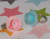 Alice in Wonderland Tea Cup Ring...Choose Pink or Blue