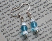 Aqua and Mother of Pearl Dangle Earrings