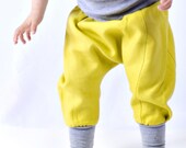 downtown aladdin pants - baby - lemon/heather grey - unisex boy/girl bottoms - modern bright