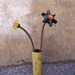 Yellow Metal Art Vase, Industrial Decor