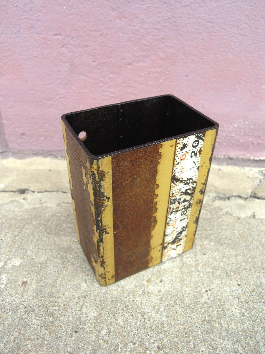 Industrial Kitchen Container, Rusty Yellow Brown, Ruler Storage Box