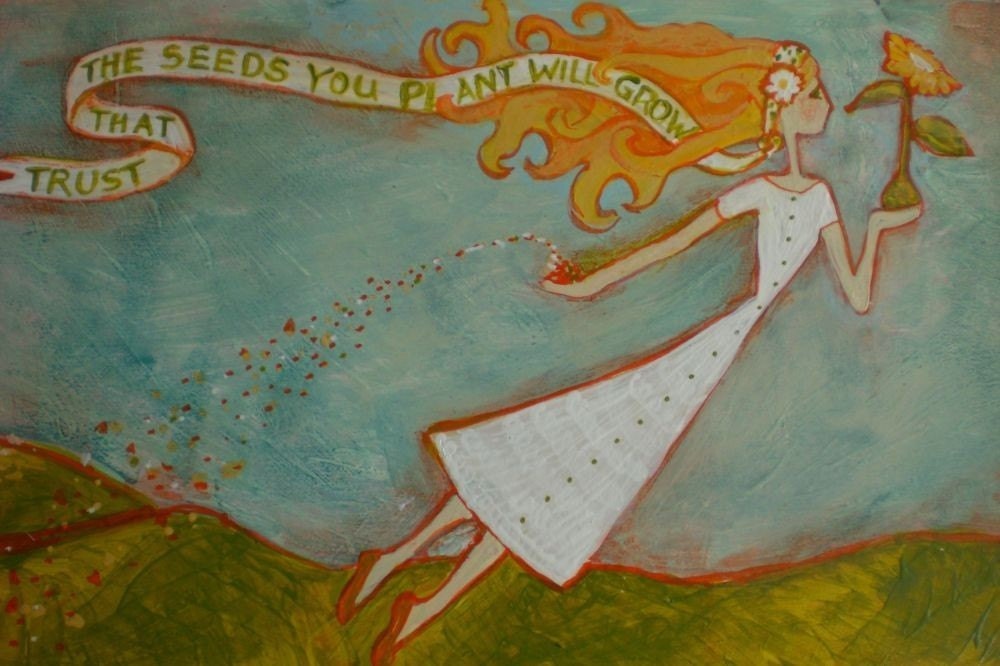 Flying Girl Lets Go, or Trust That The Seeds You Plant Will Grow, limited edition print- 5/50