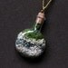 Miniature Terrarium Necklace with aquamarine stones - Moss, Vial