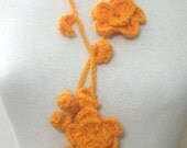 Hand Crocheted Crochet Scarf Scarflette Yellow Orange Wool and Arcylic Yarn Cable Lariat Fall Autumn Winter READY TO SHIPPING