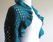 Teal Shrug Hancrocheted Bolero Spring Fashion READY TO SHIPPING