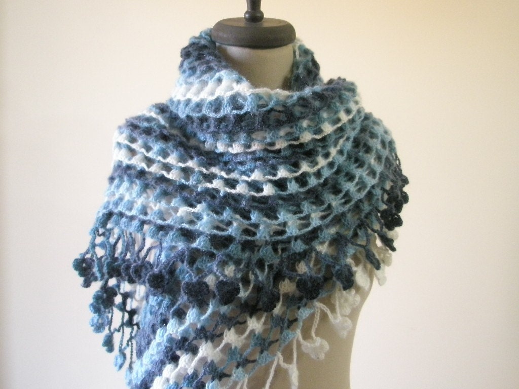 Lace Shawl Blue Colors Fashion - Spring Trend - Holiday Accessoires -Great Gift For Her