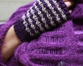 Purple Beige Knitting  Fingerless Gloves Gift For Her NEW