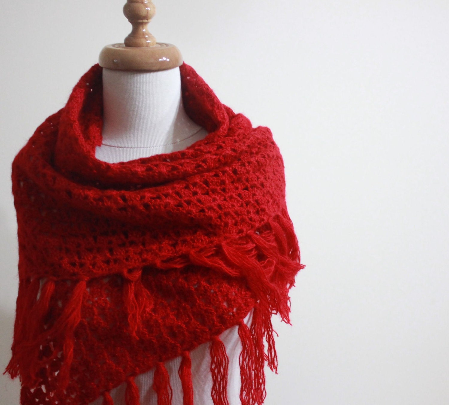 EXPRESS DELIVERY Lace Shawl. Red Shawl - Gift For Her/ Teen Girls Mom /NEW Fashion Triangle Scarf,Neckwarmer