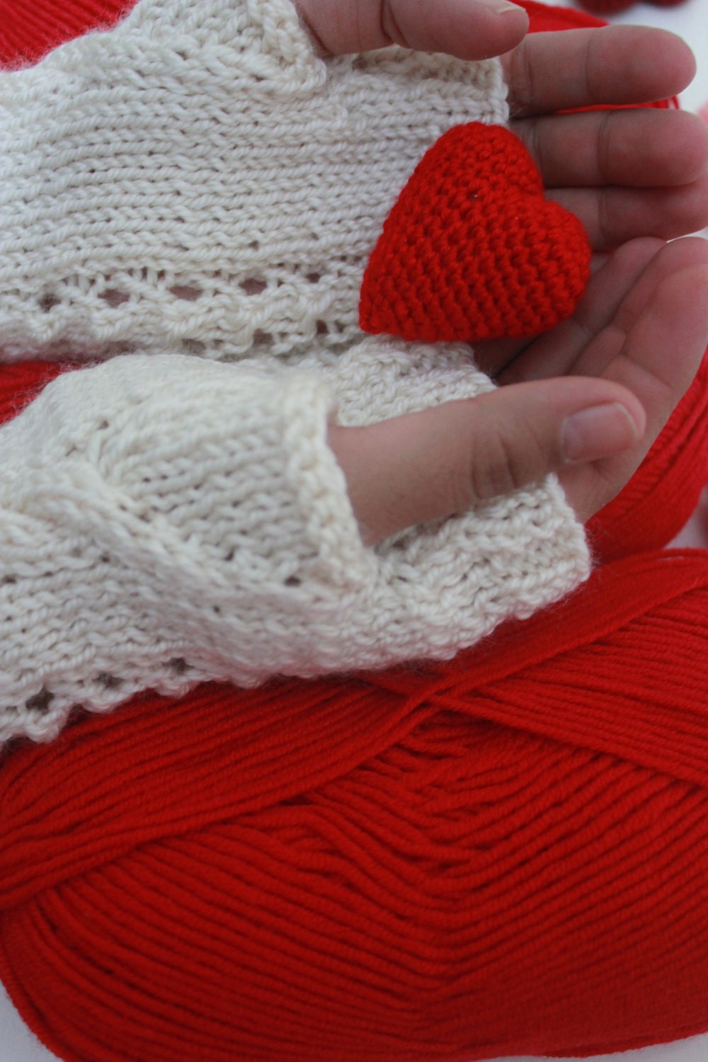 Ivory Fingerless Gloves Gift For Her NEW winter fashion.