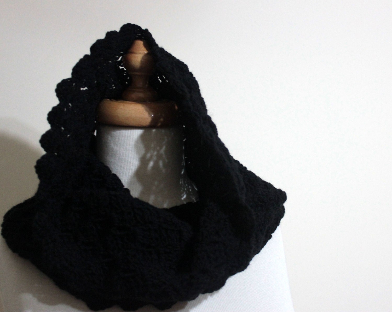 Black Infinity Cowl , Winter  Fall Trend - Hand Knit - Gift For Him - For Her Holiday Fashion. Winter Accessories READY TO SHIPPING
