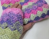 Chunky Crochet Cowl with Fingerless Gloves... Colorful Mittens.. Fall Trend, Hand Knit Scarf, Winter Fashion  Fashion.Holiday Accessories