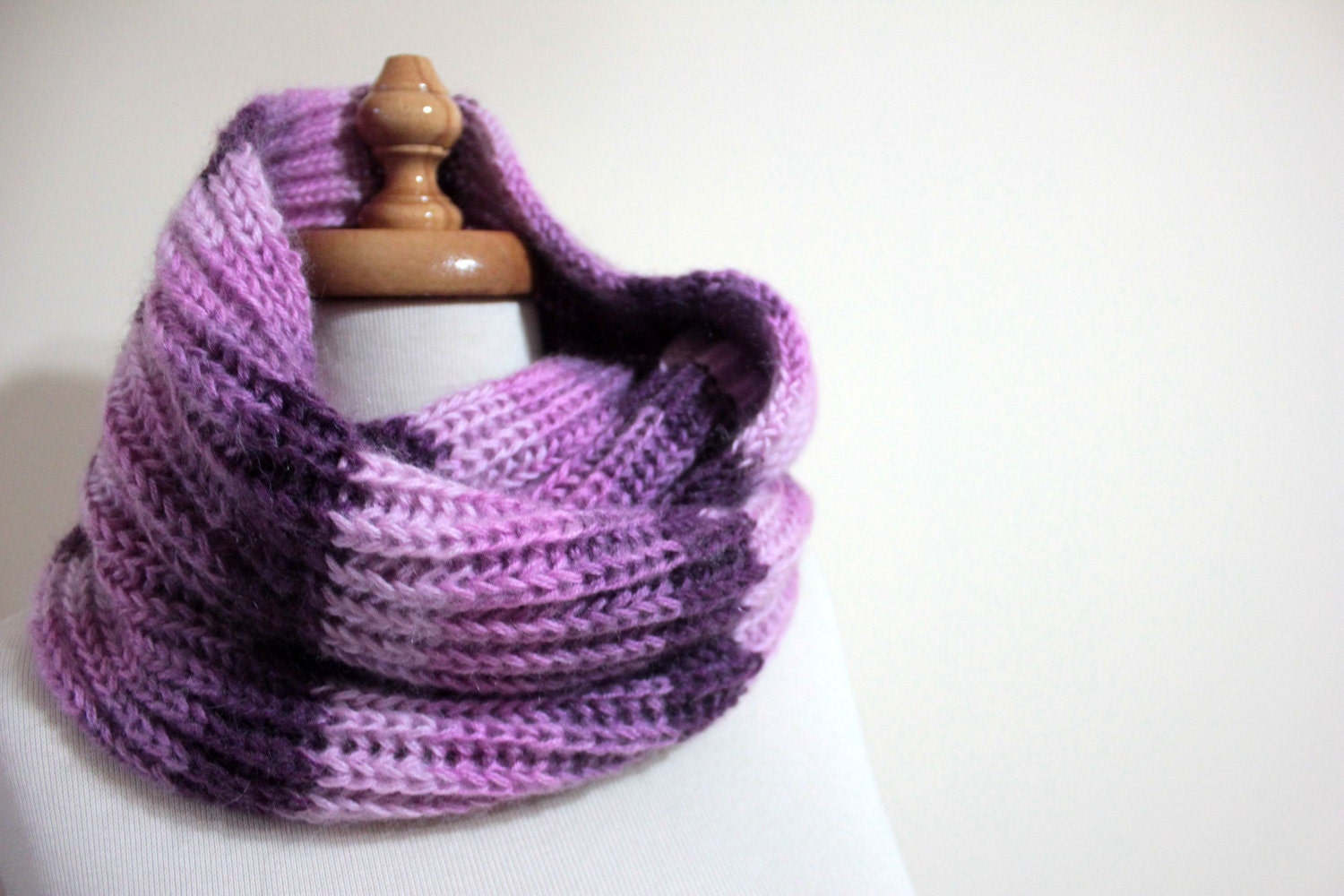 Infinity Colorful Purple Cowl Winter  Fall Trend Hand Knit Gift For Him For Her Holiday Fashion READY TO SHIPPING